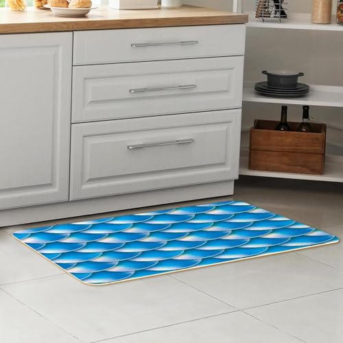 Tapis de cuisine antidérapants lavables queue de sirène bleu lot