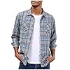 Men’s Flannel Shirt Long Sleeve Regular Fit Cotton Lumberjack Shirt with Pockets Button Down Tee Shirt Classic Checked Shirts Soft Comfortable Plus Size Plaid Shirts for Everyday Wear Blue #2