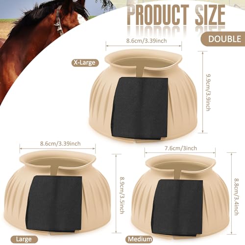 Image of Abbylike Bell Boots for Horses 1 Pair /2 Pair Available, Protect Against Hoof Impact Trauma, Rubber Bell Boots Horse Care for Turnout, No Rub Design Wrap Hook and Loop