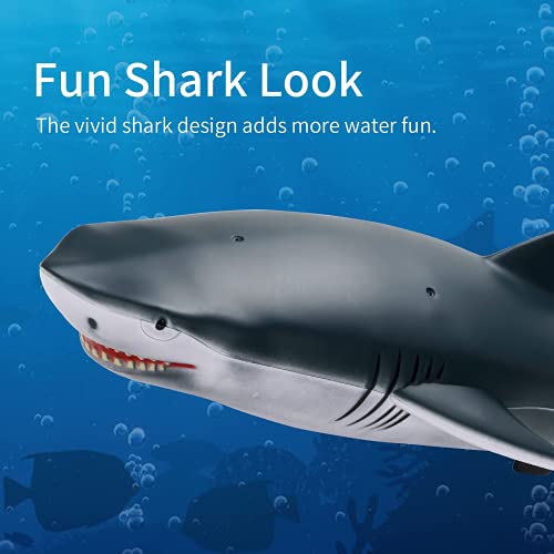 The perseids Remote Control Shark Boat for Pool, 2 in 1 RC Boat 2.4Ghz Swimming Pool Shark Toys Self Righting Waterproof Fast Speed Boat for Kids and Adults - Thumbnail 2
