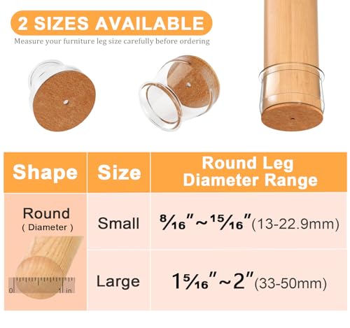 Image of Chair Leg Floor Protectors Round, Silicone Chair Leg Protectors for Hardwood Floors, Chair Leg Caps Covers Protect Wooden Floors from Scratching 20 Pcs Small (Fit:8 /16 inch to 15 /16 inch)