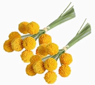 18 Stems Fake Flowers Billy Balls,10 Artificial Billy Button Bouquet Flower Bouquet,Permanent Flower Craspedia for DIY Crafts Wreath, Table Wedding Party Centerpieces Decor,Holiday Store(Golden)