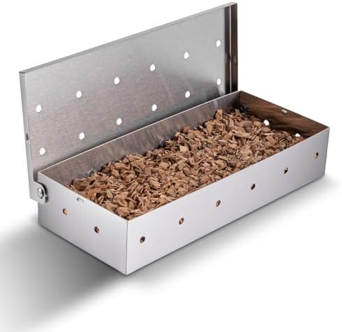Witheeyou Smoker Box for Gas Grilling, Stainless Steel Smoke Box, BBQ Wood Chip Smoking Box, Grill Accessories for Barbecue (Silver)