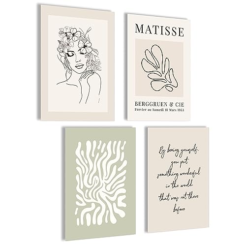mojoliving Moderne Bilder Blumen Poster Set Bilder Grün Schlafzimmer...
