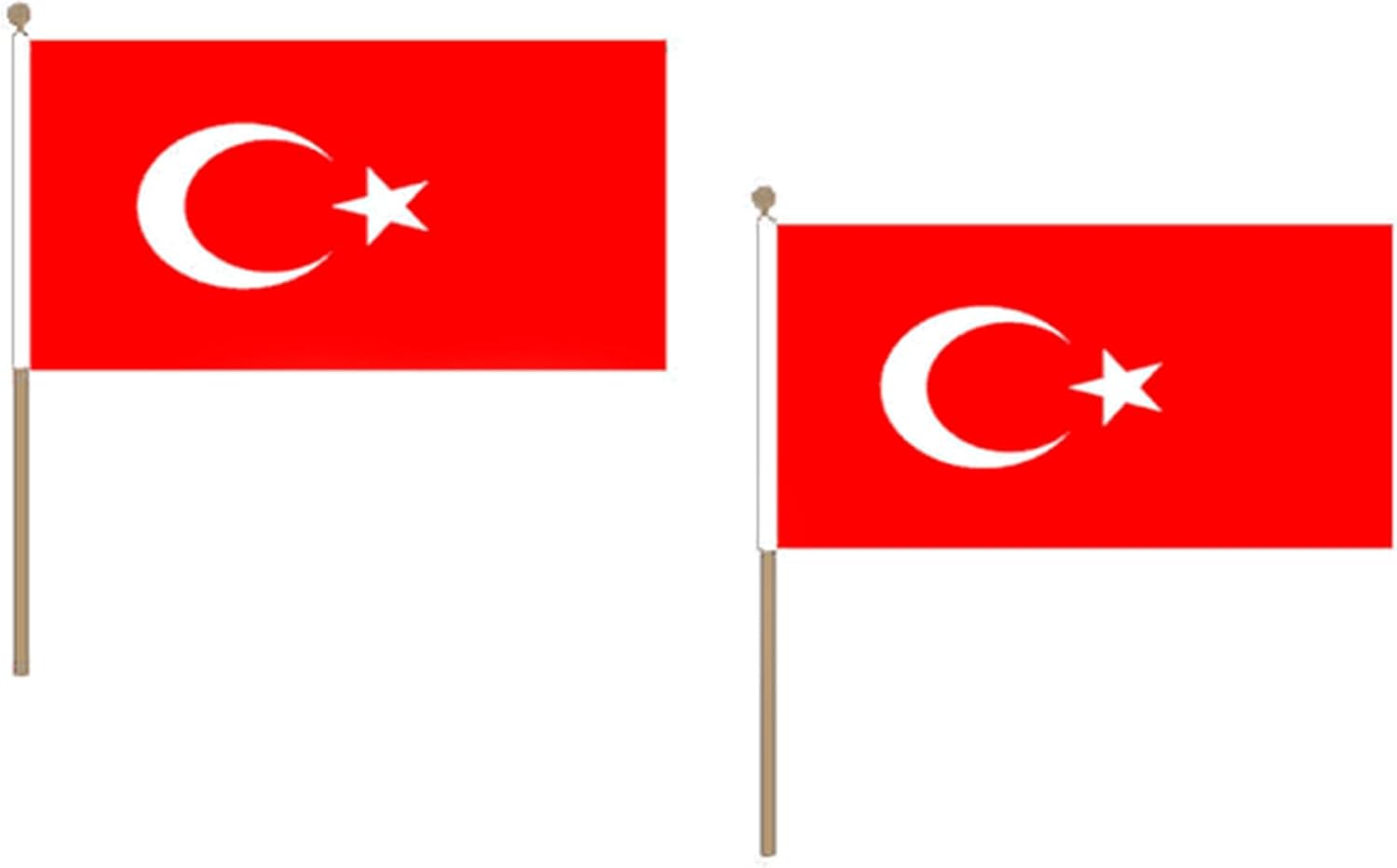Turkey Flag 12'' x 18'' wood stick - Turkish flags 30 x 45 cm - Banner 12x18 in with pole - AZ FLAG