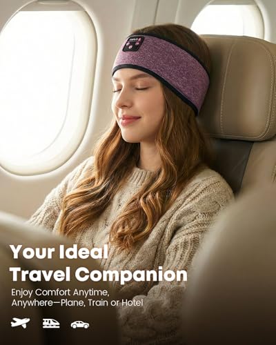 Image of Sleep Headphones Headband Wireless Bluetooth 5.4 - Soft, Breathable, Ultra-Thin Speakers for Side Sleepers, Workout, Airplane Travel, Relaxation