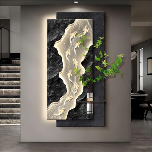 Décoration murale en grès 3D YAIUNHIQ : habillage mural lumineux