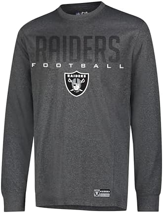 Ultra Game NFL Official Adults Super Soft Game Day Long Sleeve T-Shirt - Unisex, Las Vegas Raiders, Heather Charcoal, Medium