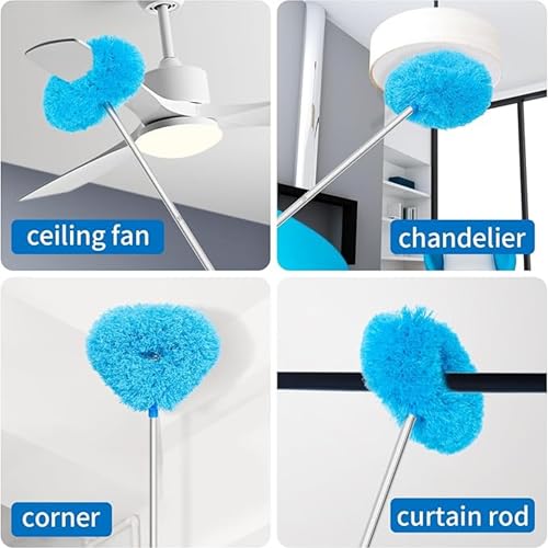 Image of HUBTURE Fan Cleaner Brush with Long Rod | Microfiber Feather Duster with Extendable Telescopic Pole (13-50 Inches) | Double-Sided Washable Duster for Ceiling Fans, Windows, Blinds & Home Cleaning