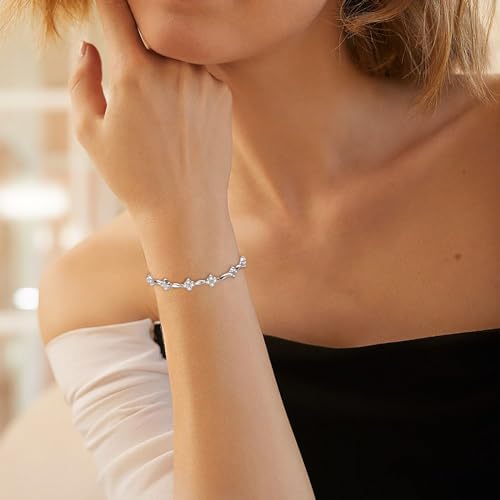 Adjustable Moissanite Bracelet for Women, 925 Sterling Silver D Color Lab Created Imitation Diamond Dainty Hypoallergenic Jewelry Mother's day Birthday Gifts4