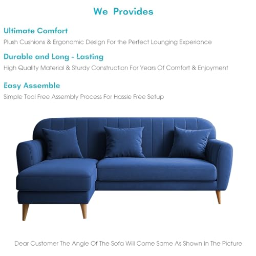 Image of Atticus LHS 4 Seater L Shape Sofa Set for Living Room (Blue Fabric) Premium Fabric Sofa Set