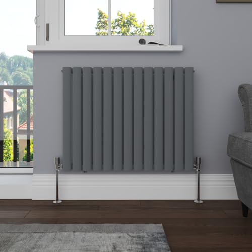 NRG Horizontal 600x767 Oval Column Designer Radiator Central Heating Single Panel Anthracite