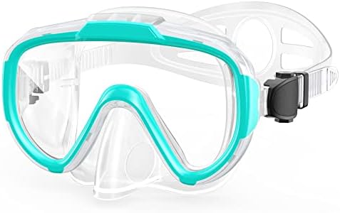 Norabidea Swim Goggles Adult, Anti Fog One Piece Lens Snorkel Diving Goggles, Clear View Tempered Glass Swimming Mask with Nose Cover for Scuba Dive Swim (Green)