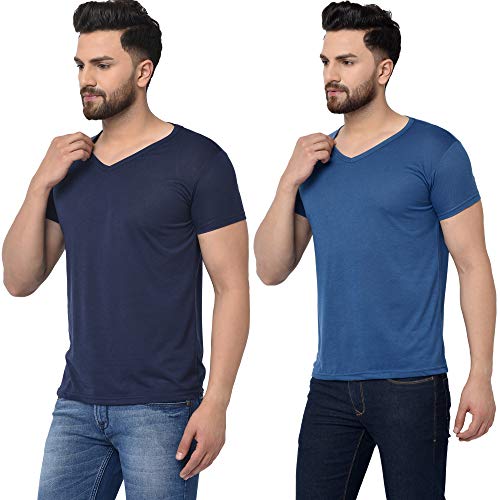 Image of JANGOBOY Men's V-Neck Cotton T-Shirt (Pack of 2)