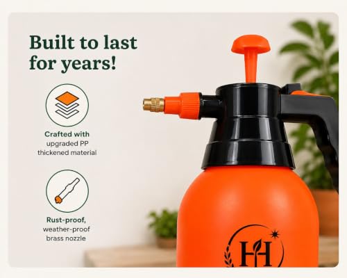Image of HERMS 2L Hand Pressure Spray Pump | 3 Spray Modes (Mist, Shower & Jet) | Adjustable Brass Nozzle | Garden Sprayer for Watering Plants, Pesticide, Fertilizer, Home Garden & Car Washing