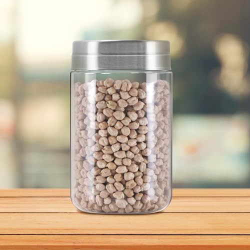 Image of MILTON Steel Seal 2000 Airtight Food Grade Modular Plastic Container | BPA Free, Stackable & Transparent | Wide Mouth with See-Through Lid | Ideal for Cereals, Pulses, Spices, Set of 2, 2000 ml each