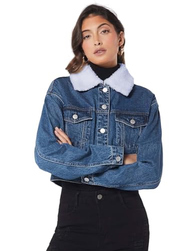 Image of KOTTY Women's Solid Alexis Blue Long Sleeve Denim Jacket
