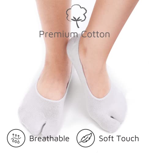 Image of F Flammi No Show Socks Women Tabi Socks Non Slip Flip Flop Socks Low Cut for Sneaker Lofer Boat Shoes