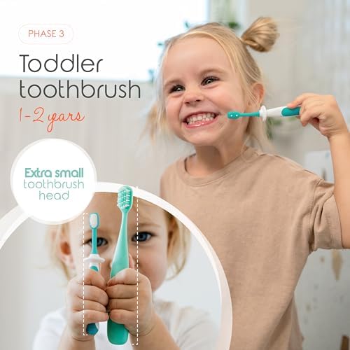 Cherish Baby Care Toothbrush Set (3-24 Months) - 3-Pack Finger, Training & Toddler Toothbrushes, BPA-Free, Newborn Essentials - 4