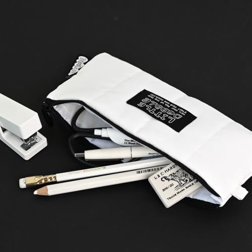Image of Monolike Little Doodle Cushion Pencil Case, White - Pencil Pouch, Portable Pencil Bag, Pencil Case, Office Pouch case, Cushion, Soft, achromatic color