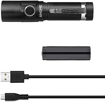 AHOME F10 [Ultra Compact] Tactical Flashlight [USB Rechargeable] 600 Lumen LED Lamp with Micro Charging Cable