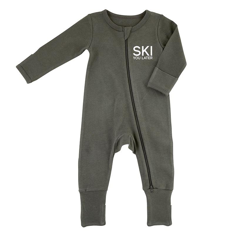Stephan Baby Romper - Cozy Cotton Infant Bodysuit with 2-Way Zipper, 6-12 Months, Ski You Later3