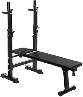 TecTake Foldable Gym Weights Bench With Adjustable Barbell Rack