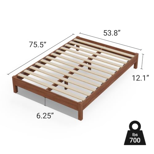 Image of LIFEMENT Full Bed Frame Signature Wood Platform, Noise Free, Under Bed Storage, No Box Spring Needed, Easy Assembly, Natural Walnut