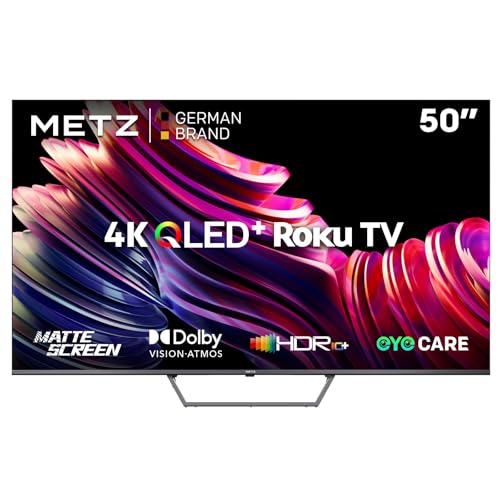 METZ Blue Roku TV, QLED 4K Smart TV 50 Zoll, 127cm, Fernseher mit Blendfreier Bildschirm, Dolby Vision, HDR10, HLG, DTS ...