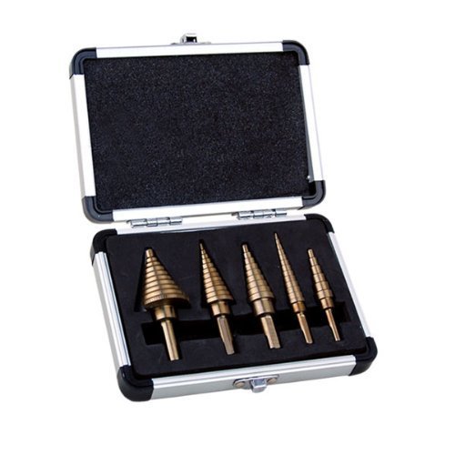 Cal-hawk 5-piece Step Drill Bit Set with Metal Case, SAE
