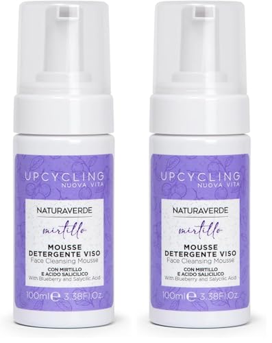 Naturaverde | Mousse Detergente Viso Upcycling, Con Mirtillo e Acido Salicilico, 100 ml (Confezione da 2)