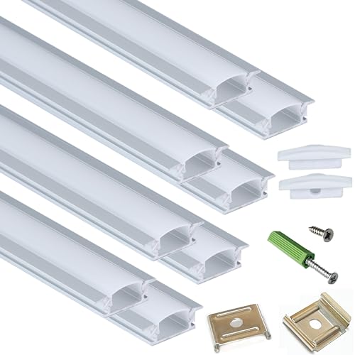 THMOOTHER Recessed LED Strip Channel Diffuser 8-Pack 6.56FT,23.5X7MM Tape Aluminum Track with...