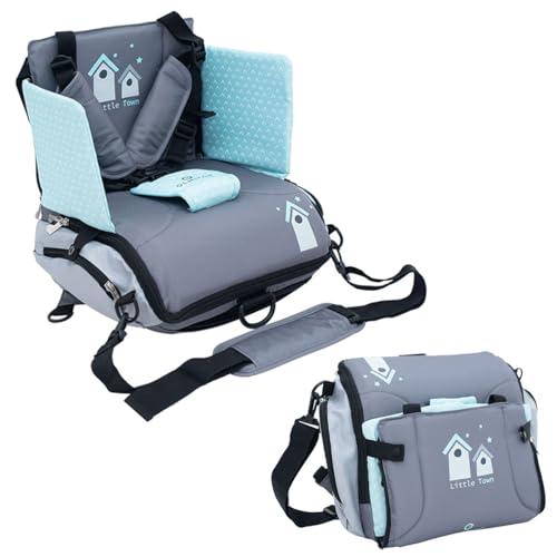 Olmitos - Asiento Elevador para Bebé 3 en 1: Asiento, mochila y bandolera -Universal Correas Ajustable - Montaje Rápido - Bolsillos Prácticos - Trona portátil bebé - Trona de viaje(House)