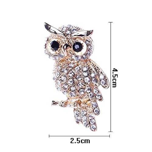 Image of Exquisite Rhinestone Owl Brooch Cute Animal Full Crystal Owl Brooch Pin for Women Christmas Enamel Xmas Party Decor Gift (H: Gold rhinestone owl)