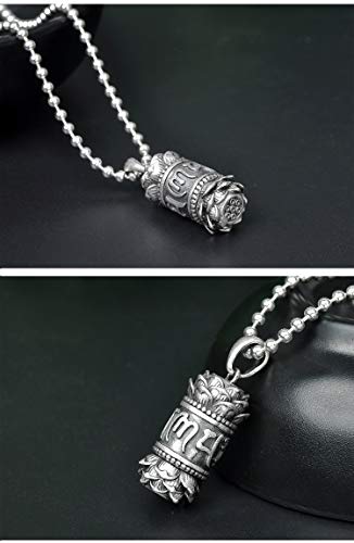 Jajafook 990 Sterling Silver Pendant Buddhist Tibetan Prayer Wheel Ring Om Mantra Pendant #TOP5