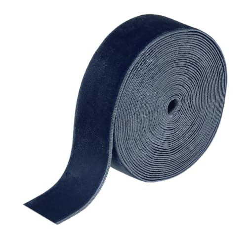 Ruban velours MECCANIXITY 1 pouce x 5 verges - Bleu marine - Simple face