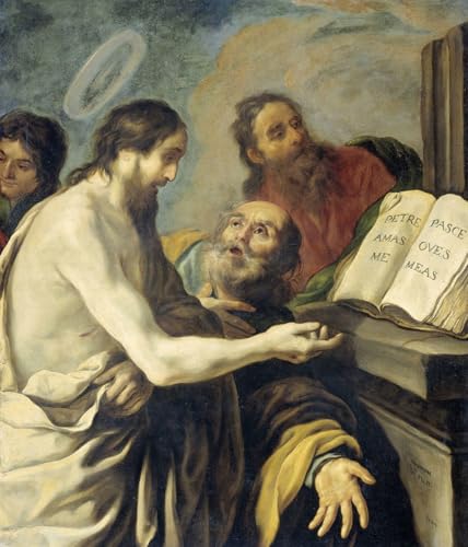 Lienzo de Cristo ordina a Pietro di Claude Vignon para decoración de pared 60x90cm