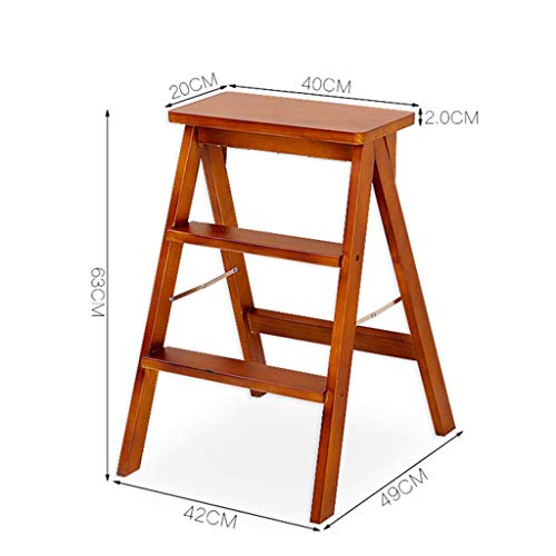 Taburete escalera de cocina plegable con banco de madera portátil 3