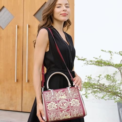 Image of FOXLOVER Medium Tote Bag for Women Designer Vintage Satchel Handbags Top-handle Purses