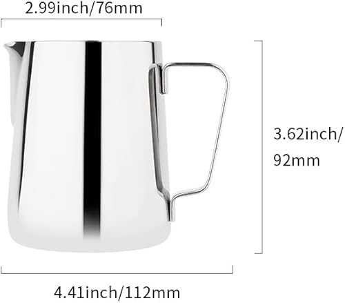 Miniatura 2 de Jarra de espuma de leche de 12 onzas  11.8 fl oz  Jarra de vapor watchget Espresso de acero inoxidable para espuma de leche, para capuchino, latte,
