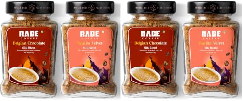 Image of Rage Coffee Silk Blend Instant Coffee | Belgian Chocolate & Vanilla Velvet Silk Blend Flavoured Coffee 60 GMs Each | Premium, Bold & Smooth | Pack of 4