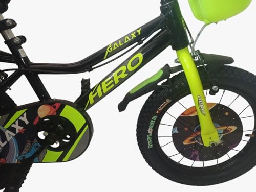 Image of Hero Galaxy 16T Kids Bicycle - Green Color | 16 Inch Children Cycle with Training Wheels | Strong Frame Kids Bike for Boys & Girls Age 4-6 Years|with Bell blk