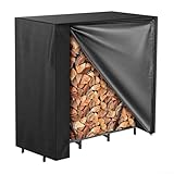 Kaminholzregal-Abdeckung für den Außenbereich, 600D Oxford-Tuch, wasserdicht, wetterfest, Holzabdeckung mit Reißverschluss und winddichten Riemen, 121,9 x 61 x 116,8 cm