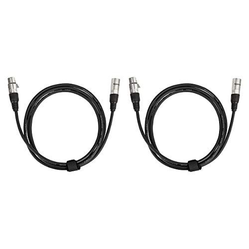 Image of Amazon Basics 2-Pack XLR Male to Female Microphone Cable for Speaker or PA System, All Copper Conductors, 6MM PVC Jacket, 6 Foot, Black