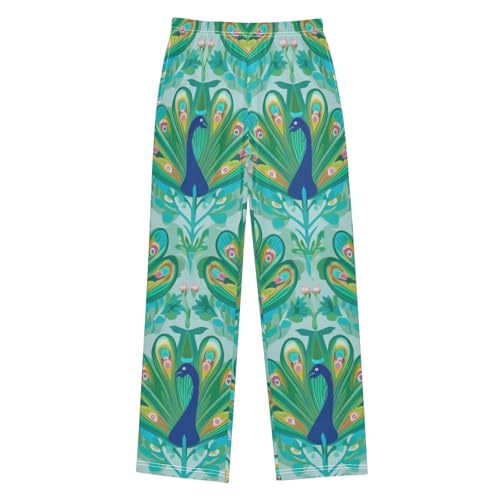 ZZXXB Peacocks Boys Long Pants Soft Trousers Elastic Waist Kids Lounge Bottoms with Pockets S-XL