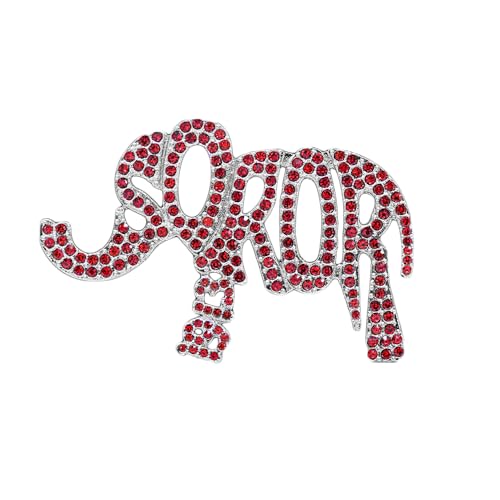 Image of Elegant Soror Womenhood Gifts Red Soror 1913 Elephant Pin Fortitude Delta Sorority Broach Greek Letter Jewelry