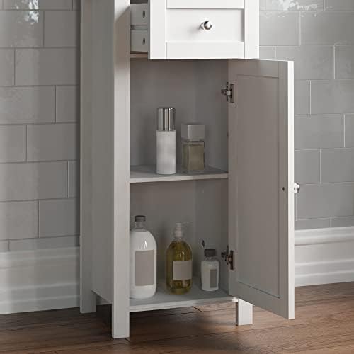 Bath Vida Priano Tall Mirrored Bathroom Cabinet Storage Cupboard Floor Standing Tallboy Unit, White