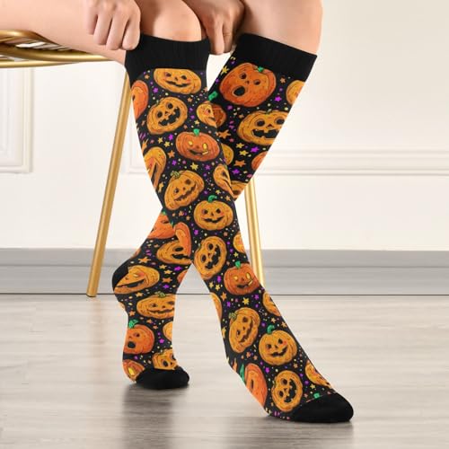 Image of Wusikd Heartbeat Symbol Compression Socks for Women and Men Circulation Black Long Socks for Athletic Running 1