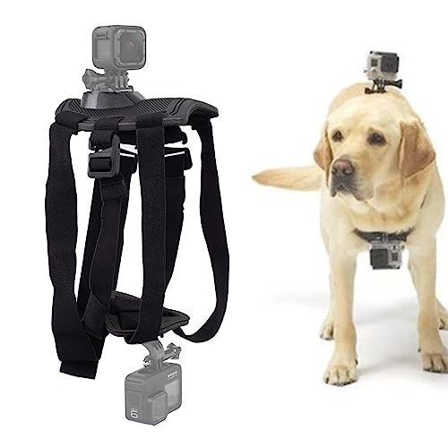 Dog Harness for Gopro, Soft and Adjustable Pet Harness Mount Vest with 2 Mouting Base, for Chest and Back Fixation for Gopro Hero All Models and Other Sports Cameras, Suitable for Medium Large Dogs