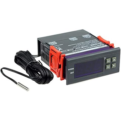 bayite AC 110V Fahrenheit Digital Temperature Controller 10A 1 Relay with NTC 10K Sensor Probe Cover